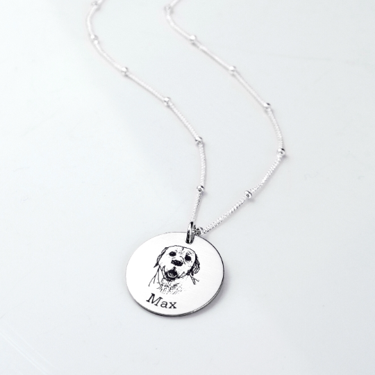 Beaded Disc Personalized Necklace | 14K White Gold - The Jeweled Lullaby